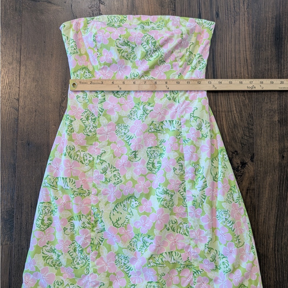 Vintage Lilly Pultizer Sabrina Tiger Floral Strapless Dress Size 4 - Picture 7 of 7